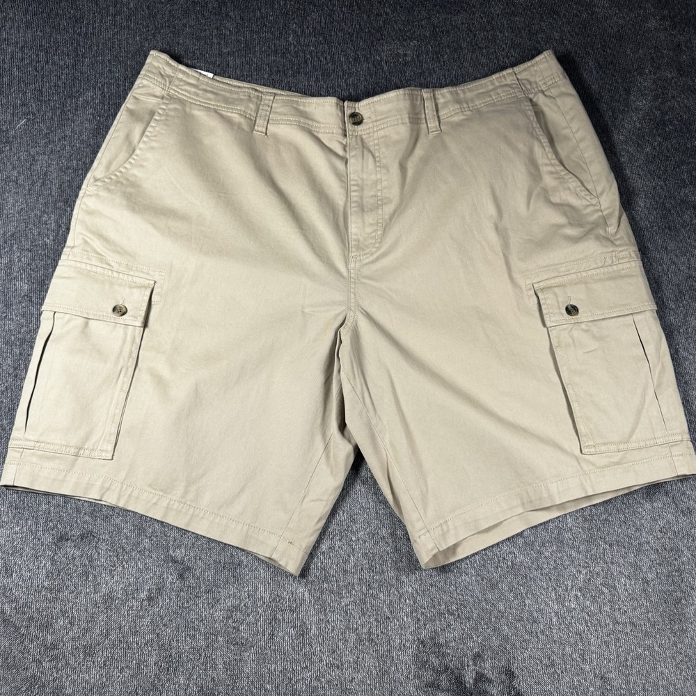 NWT Saddlebred Cargo Shorts Mens 48x11 Khaki Brown Comfort Flex Utility Pockets